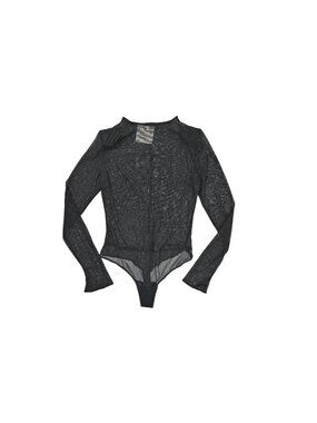 Undress Code Sparkly Aura Thong Bodysuit in Black